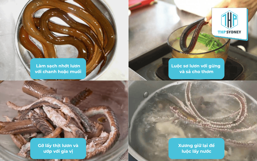 Sơ chế và luộc lươn