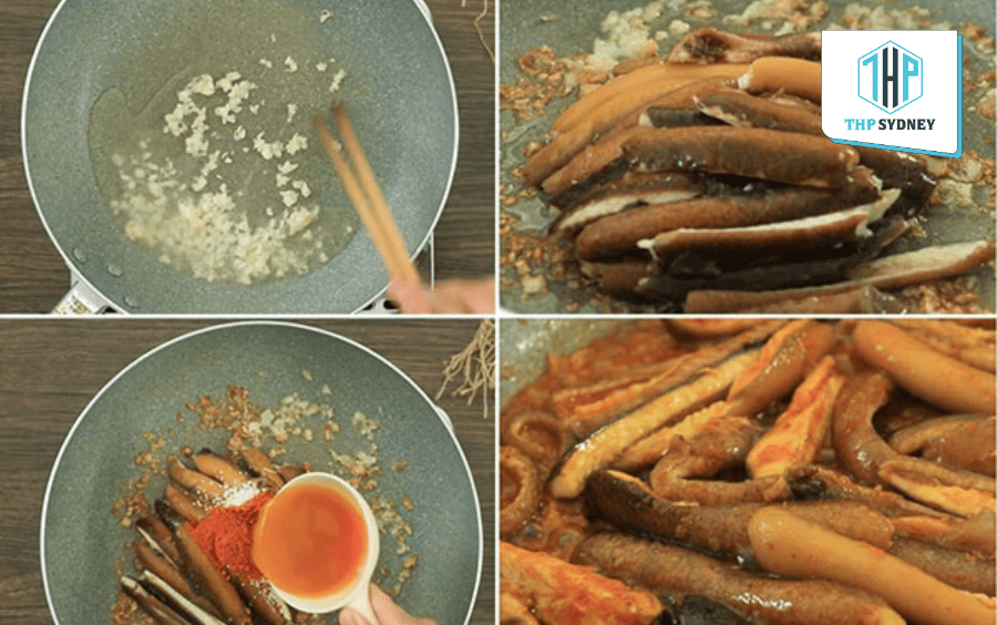 Xào lươn lên cho thơm và tạo màu cho món ăn